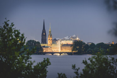 Deutschland, Hamburg, Außenalster mit Blick auf die Stadt - KEBF00829
