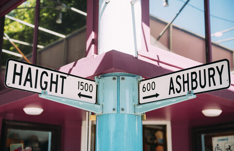 USA, San Francisco Kreuzung Haight und Ashbury Street, lizenzfreies Stockfoto