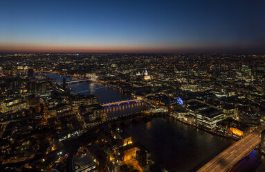 View of the Thames river and bridges at night, London, UK - CUF35598