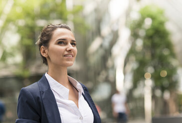 Young confident businesswoman at Broadgate Tower, London, UK - CUF35718