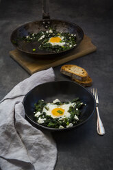 Green Shakshouka with baby spinat, chard, spring onions and basil - LVF07157