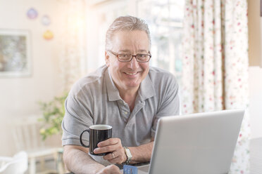 Mature man at home using laptop - ISF14485