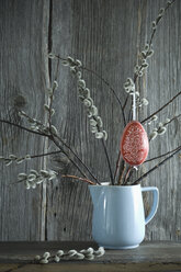 Hand-painted Easter egg hanging from willow twigs - ASF06197
