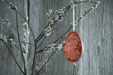 Hand-painted Easter egg hanging from willow twigs - ASF06199