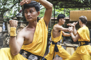 Vietnam, Hanoi, man exercising Kung Fu - WPEF00535