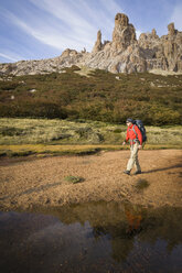 Man hiking, San Carlos de Bariloche, Nahuel Huapi National Park, Argentina - ISF14829