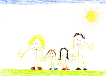 Kinderzeichnung einer glücklichen Familie - CMF00820