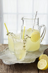 Sparkling thyme lemonade, with fresh lemon, thyme infused syrup and sparkling water - ISF15363