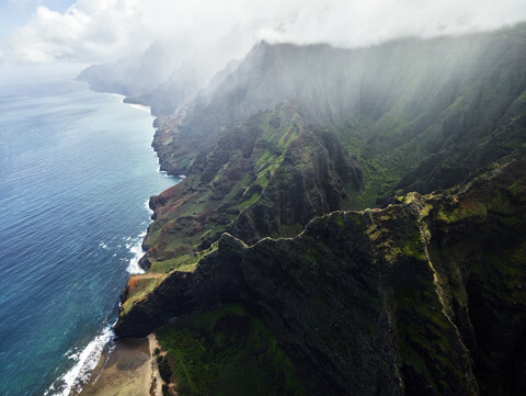 USA, Hawaii, Kauai, Na Pali Coast, aerial view stock photo