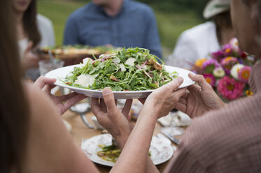 Group of adults enjoying meal, outdoors - ISF16000