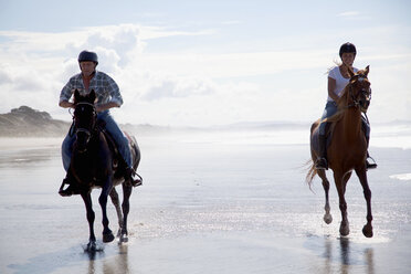 Horse riders galloping, Pakiri Beach, Auckland, New Zealand - ISF16044