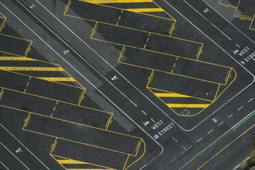 Aerial view of empty truck parking lot, Port Melbourne, Melbourne, Victoria, Australia - ISF16214