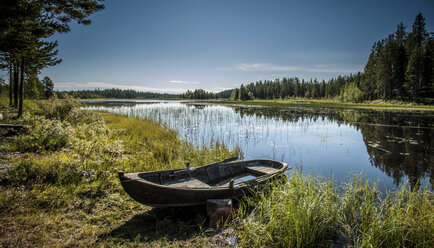 Empty row boat, Lapland, Sweden - CUF41728