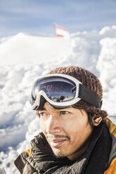 Close up portrait of male skier Kitzbuhel, Tyrol, Austria - CUF42152