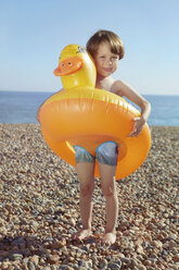 Boy hugging duck shaped float - CUF42218