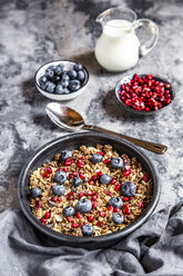 Bowl of muesli with blueberries and pomegranate seed - SARF03841