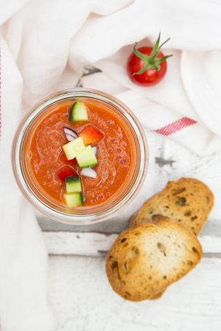 Glass of homemade Gazpacho stock photo