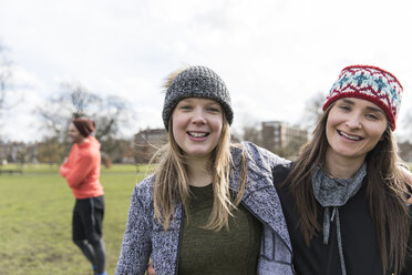 Portrait smiling, confident women in park - CAIF21200