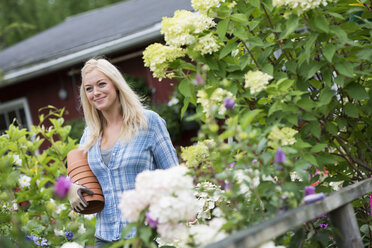 An organic flower plant nursery. A woman working. - MINF00308