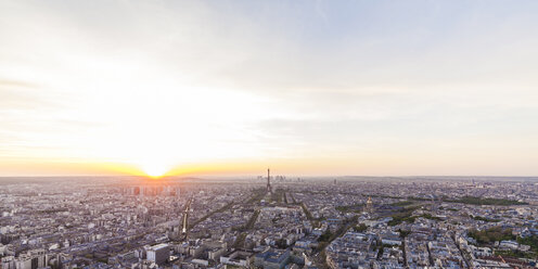 France, Paris, City with Eiffel Tower at sunset - WDF04738
