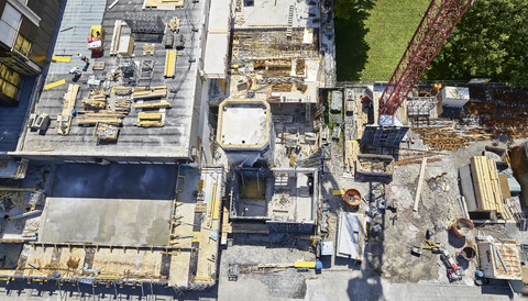 Baustelle, Blick von oben, lizenzfreies Stockfoto