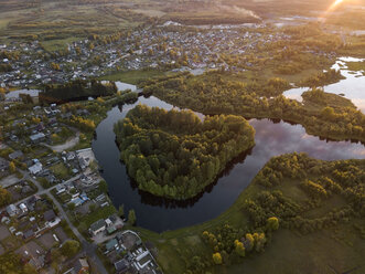 Russia, Leningrad Oblast, Aerial view of Tikhvin, Tikhvinka River - KNTF01148