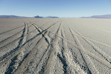 Reifenspuren auf der Playa, Black Rock Desert, Nevada - MINF01450