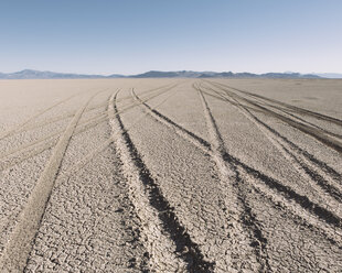 Reifenspuren auf der Playa, Black Rock Desert, Nevada - MINF01451