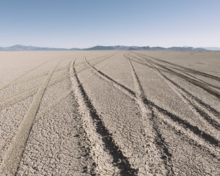 Tire tracks on playa, Black Rock Desert, Nevada - MINF01451