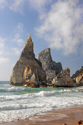 Ursa Beach on the Atlantic coastline has dramatic rock formations called the Giant and the Bear. - MINF01554