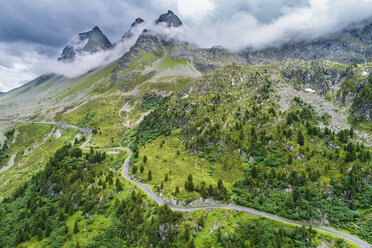 Switzerland, Graubuenden Canton, Aerial view of Albula Pass - STSF01694