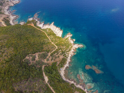 Griechenland, Pelion, Pagasetischer Golf, Luftaufnahme der Küste Pelions - AMF05843
