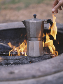 Coffee on open fire, A coffee pot on open fire, Lake Inari …
