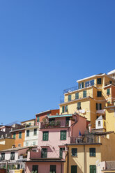 Italien, Ligurien, Cinque Terre, Riomaggiore, Riviera di Levante, typische Häuser und Architektur, typische bunte Häuser - GWF05599