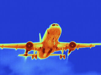Wärmebild eines Flugzeugs am Himmel - ISF17568