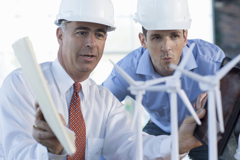 Engineers with model wind turbines - ISF17667