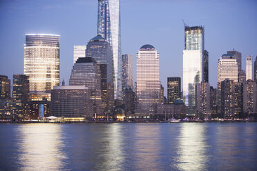 New York City skyline lit up at night - ISF17822