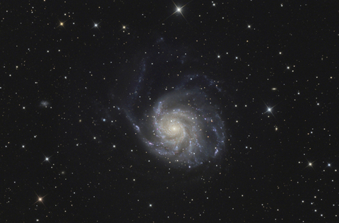 Astrofotografie, Spiralgalaxie Messier 101 oder Pinwheel Galaxy, lizenzfreies Stockfoto