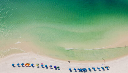 Beach umbrellas on beach, Destin, Florida, USA - ISF18374