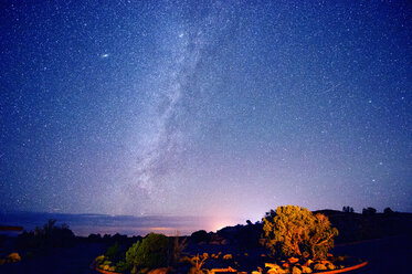 Stars in night sky, Moab, Utah, USA - ISF18629