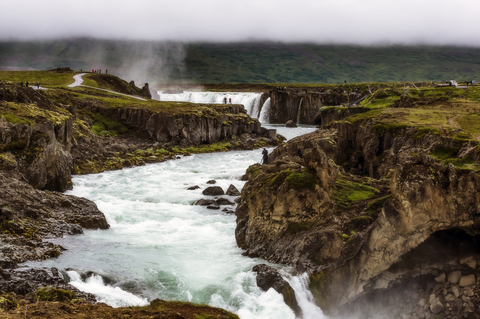 Island, Godafoss Wasserfall, lizenzfreies Stockfoto