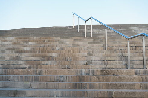 Spain, Barcelona, Empty stairs with railing - AFVF01185