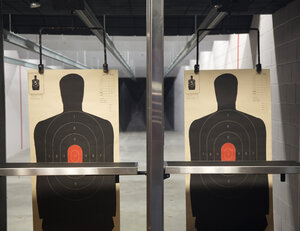 Close up of two targets at a shooting range. - MINF03906