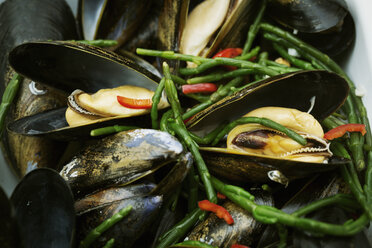 Steamed Black Mussels with samphire. - MINF03999