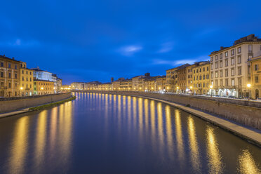 Italy, Pisa, Old town, Arno river at blue hour - RPSF00229