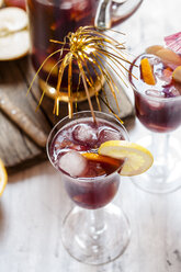 Decorated glass of Sangria with fresh fruits - SBDF03735