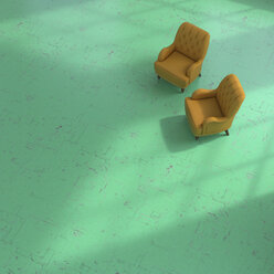 3D rendering, Two armchairs on green floor - UWF01418