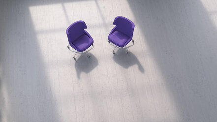3D-Rendering, Zwei Stühle auf Betonboden - UWF01435