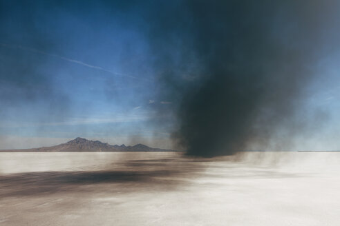 Black diesel smoke from racing truck on the Bonneville Salt Flats, UT - MINF06426