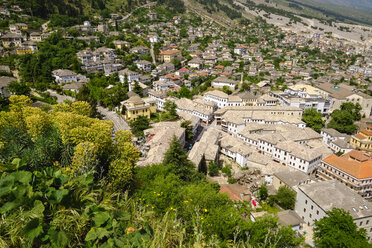 Albania, Gjirokaster, Old town with Qafa e Pazarit - SIEF07846